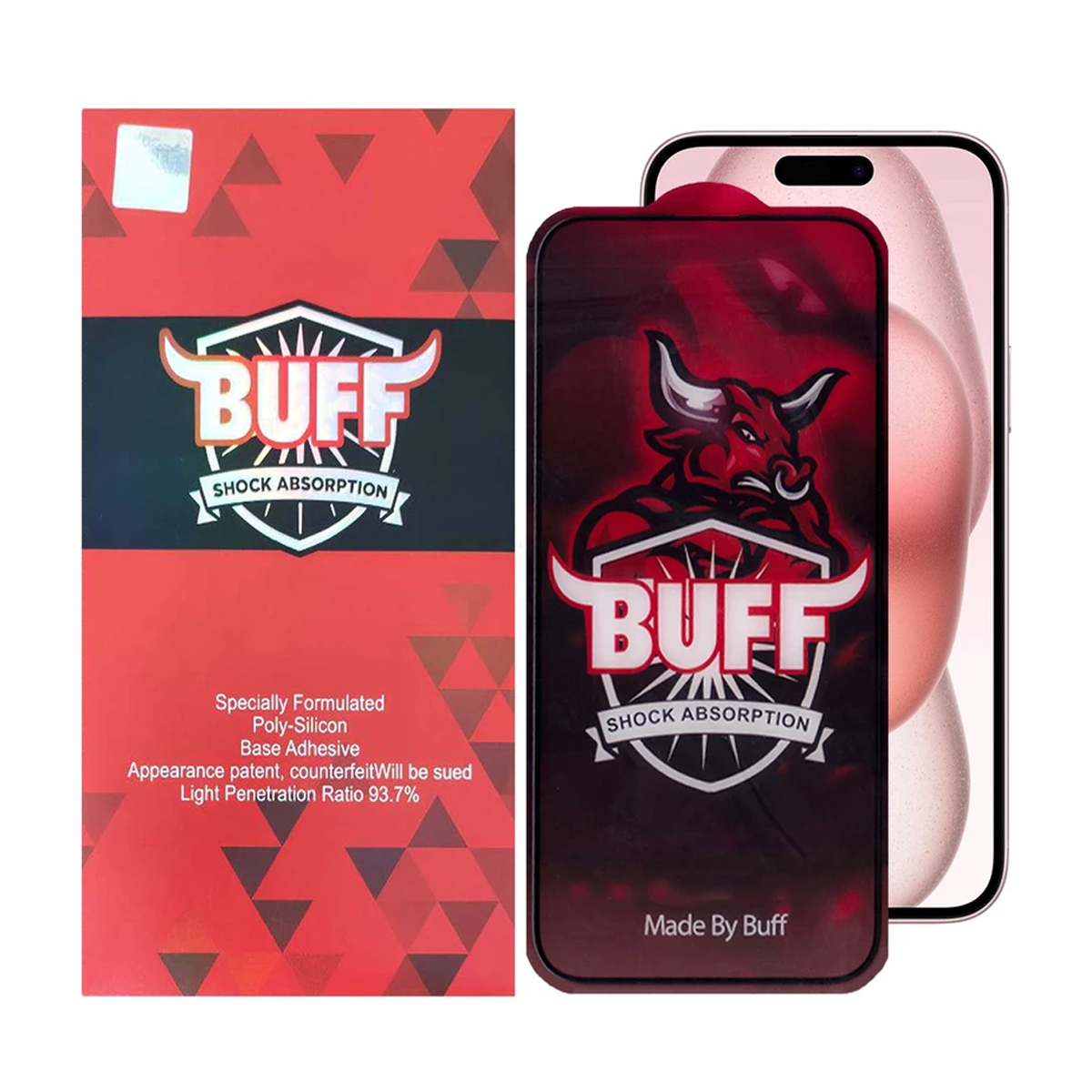 گلس گوشی اپل iPhone 15 بوف مدل 5D Buffer-مشکی