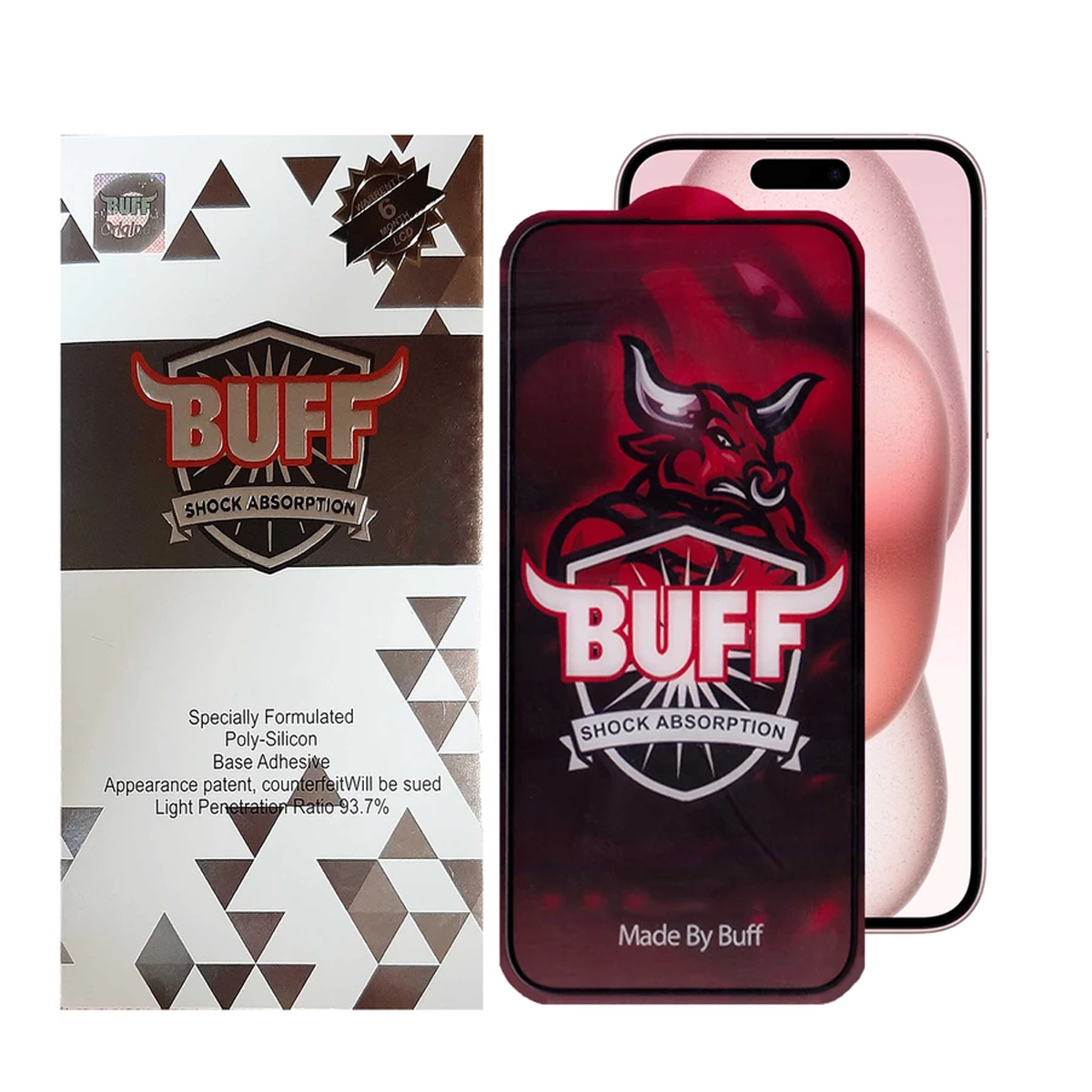 گلس گوشی اپل iPhone 15 بوف مدل 5D Buffer-G-مشکی