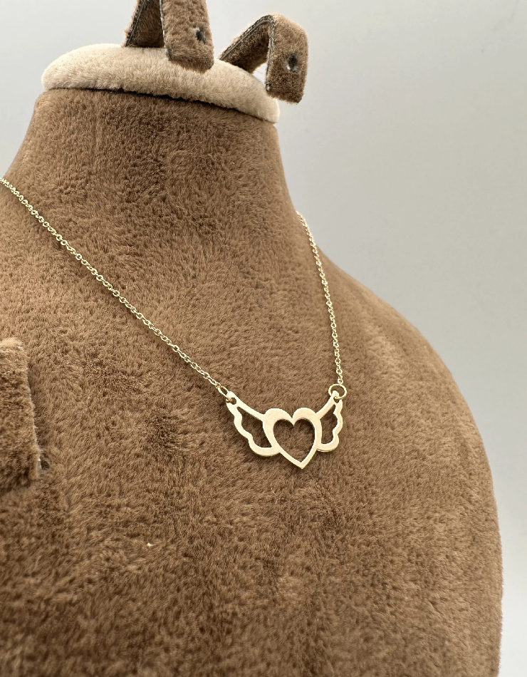 گردنبند طلا 18عیار اپال گلد مدل قلب بال فرشته گردنبند طلا 18عیار اپال گلد مدل قلب بال فرشته