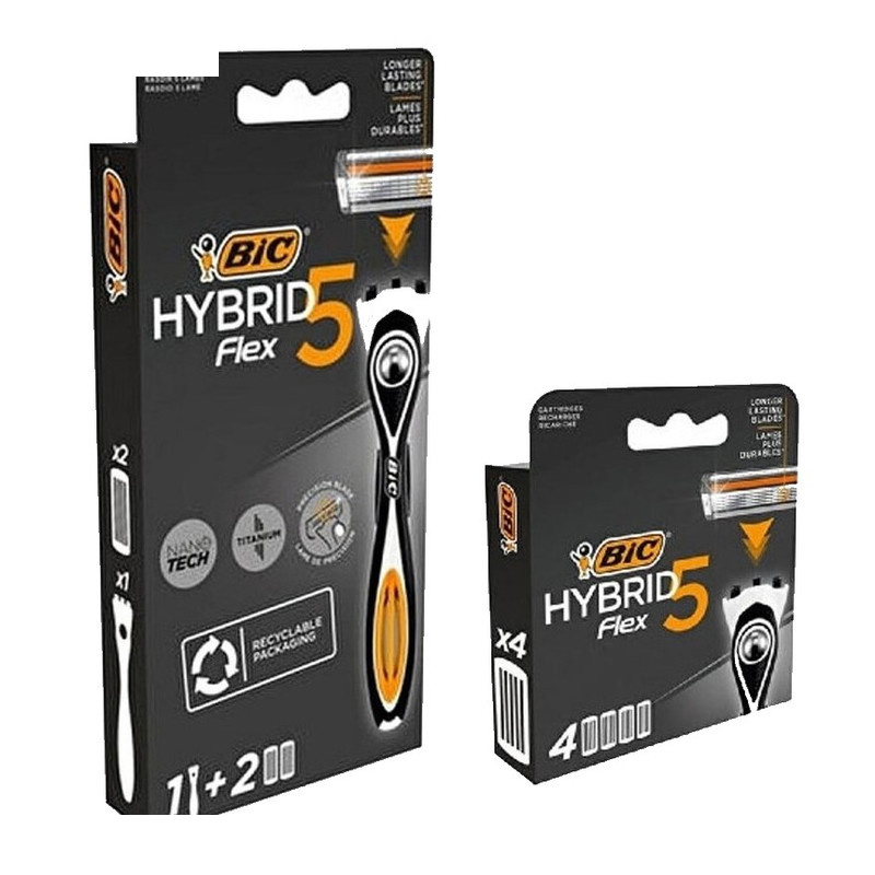 خود تراش بیک مدل HYBRID 5 FLEX به همراه تیغ یدک بسته 6 عددی