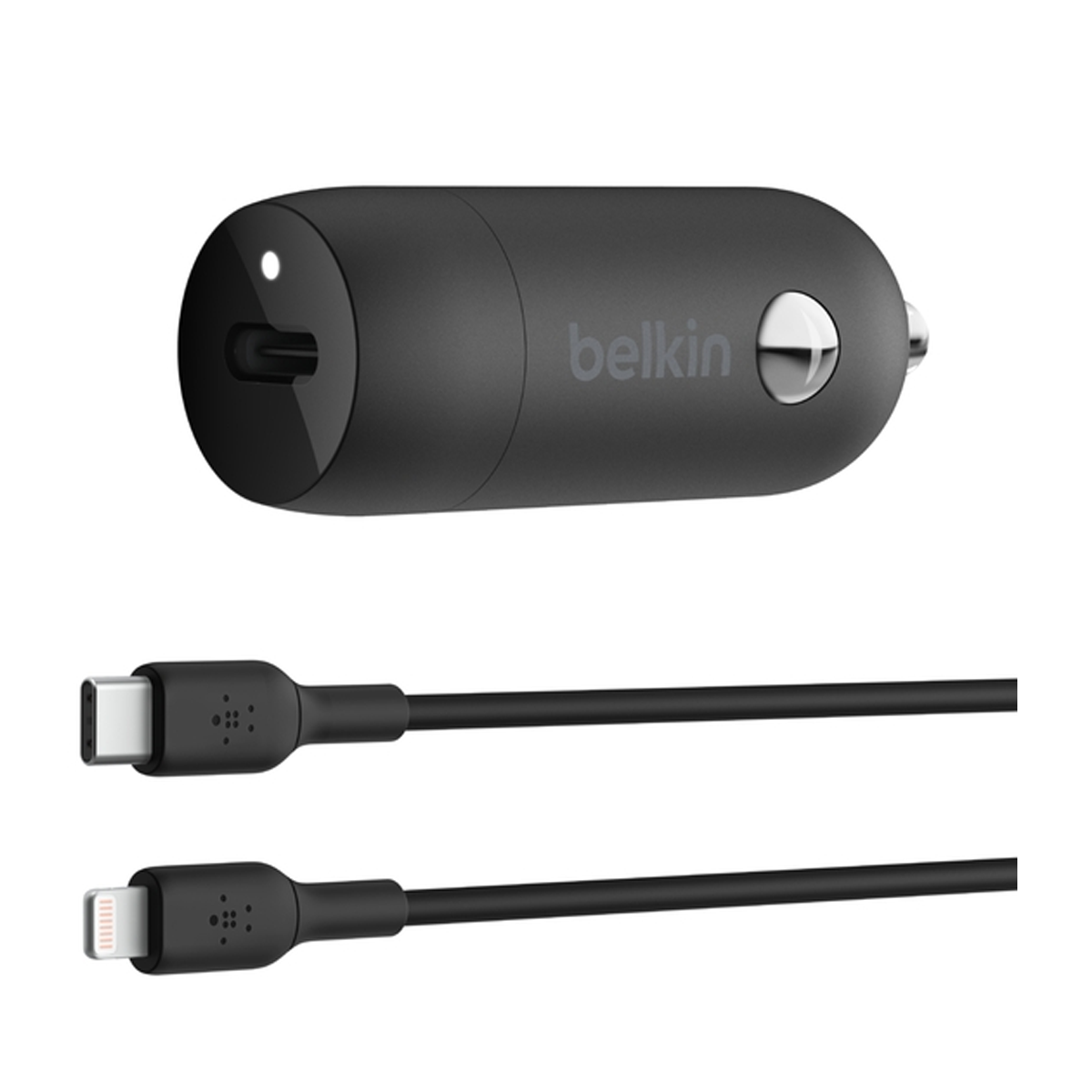 شارژر فندکی بلکین مدل CCA004bt توان 30 وات به همراه کابل USB-C‌ به لایتنینگلایتنینگ-مشکی