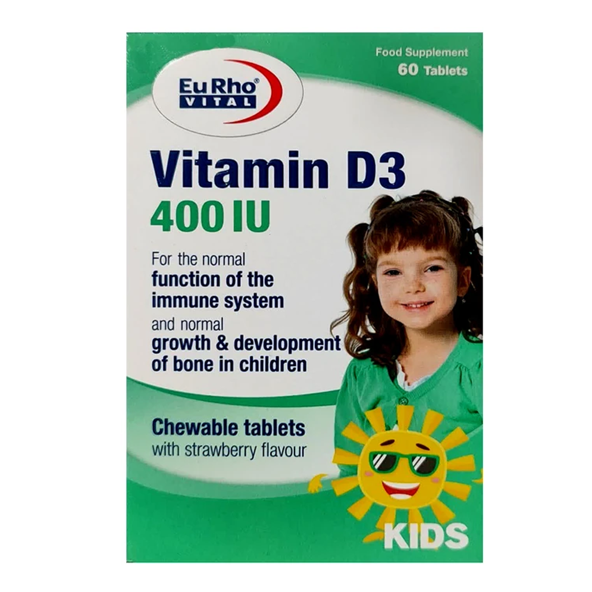 قرص ویتامین D3 کیدز 400 یوروویتال بسته 30 عددی