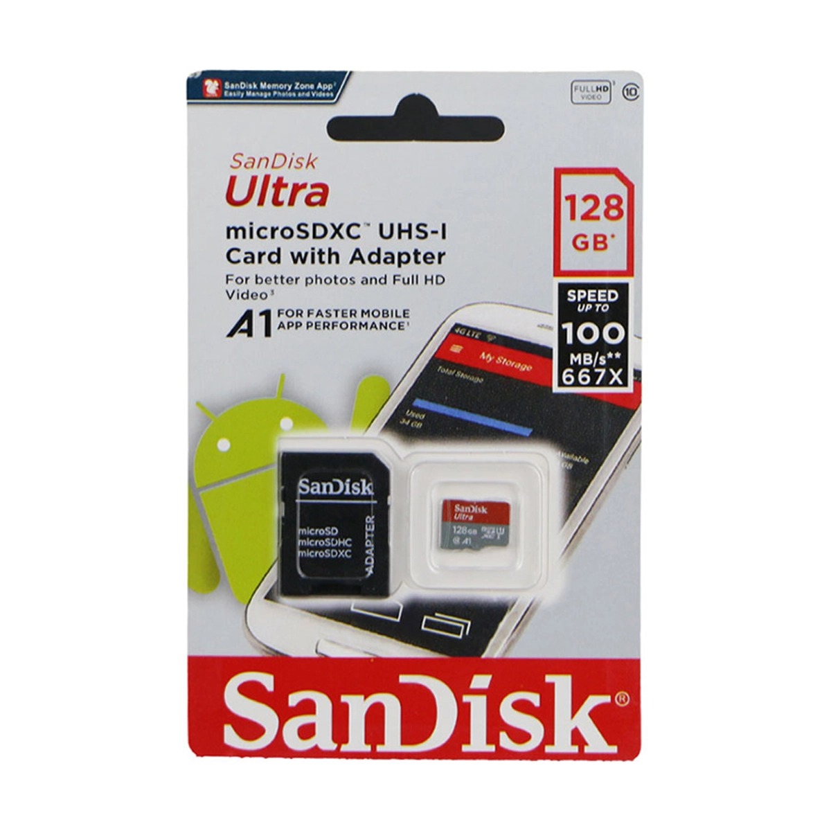 کارت حافظه microSDHC سن دیسک سری Ultra کلاس 10 استاندارد UHS-I U1 سرعت 100mbps ظرفیت 128 گیگابایت