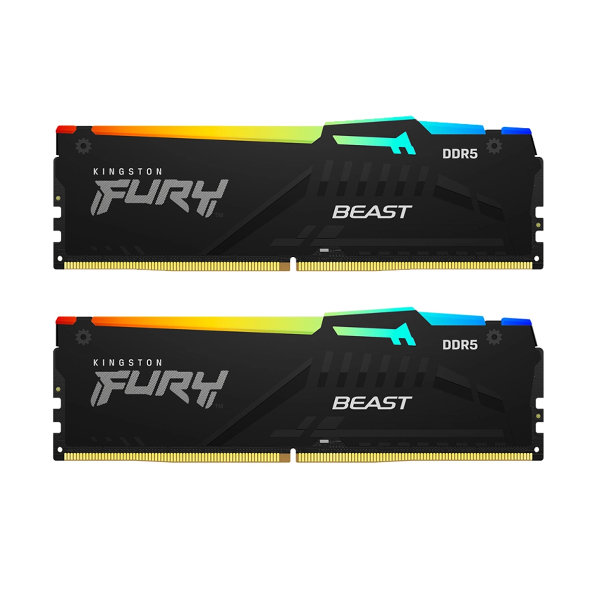 رم کامپیوتر DDR5 دو کاناله 6000 مگاهرتز CL40 کینگستون مدل FURY Beast RGB ظرفیت 16 گیگابایت