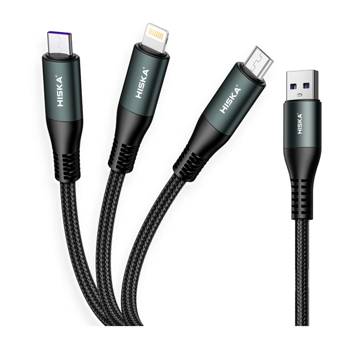 کابل تایپ سی - لایتنینگ - میکرو یو اس بی هیسکا مدل LX-13 طول 1.4 متر-مشکی