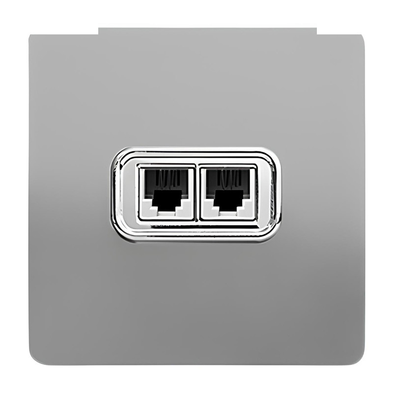 پریز تلفن دوقلو صنایع آسیا الکتریک مدل کریستال SS