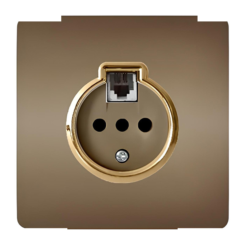 پریز تلفن دو منظوره صنایع آسیا الکتریک مدل کریستال BEI-GLD