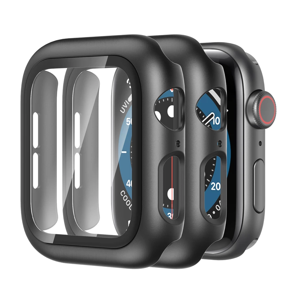 کاور اپل واچ 45 میلی متری آها استایل مدل WG46 بسته 2 عددی-مشکی