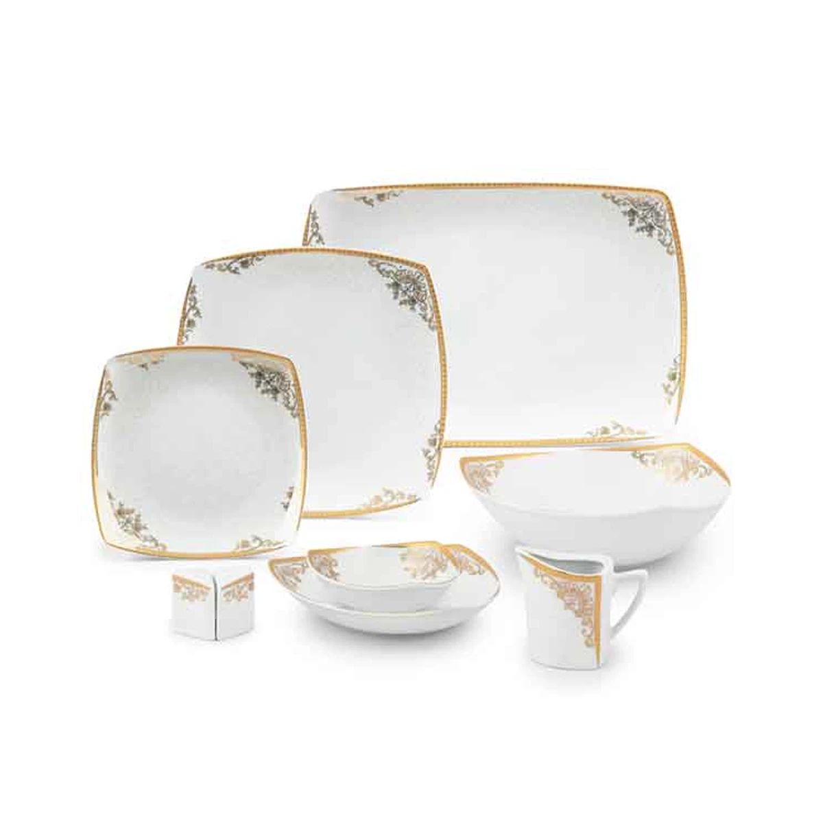 سرویس غذاخوری 30 پارچه 6 نفر چینی پردیس مدل پاریس آوا-طلایی