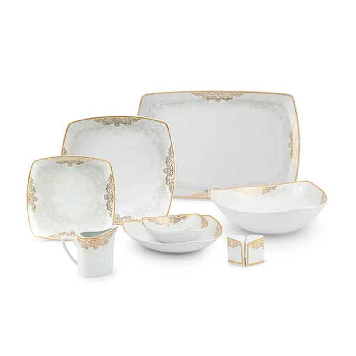 سرویس غذاخوری 30 پارچه 6 نفر چینی پردیس مدل یلدا-طلایی