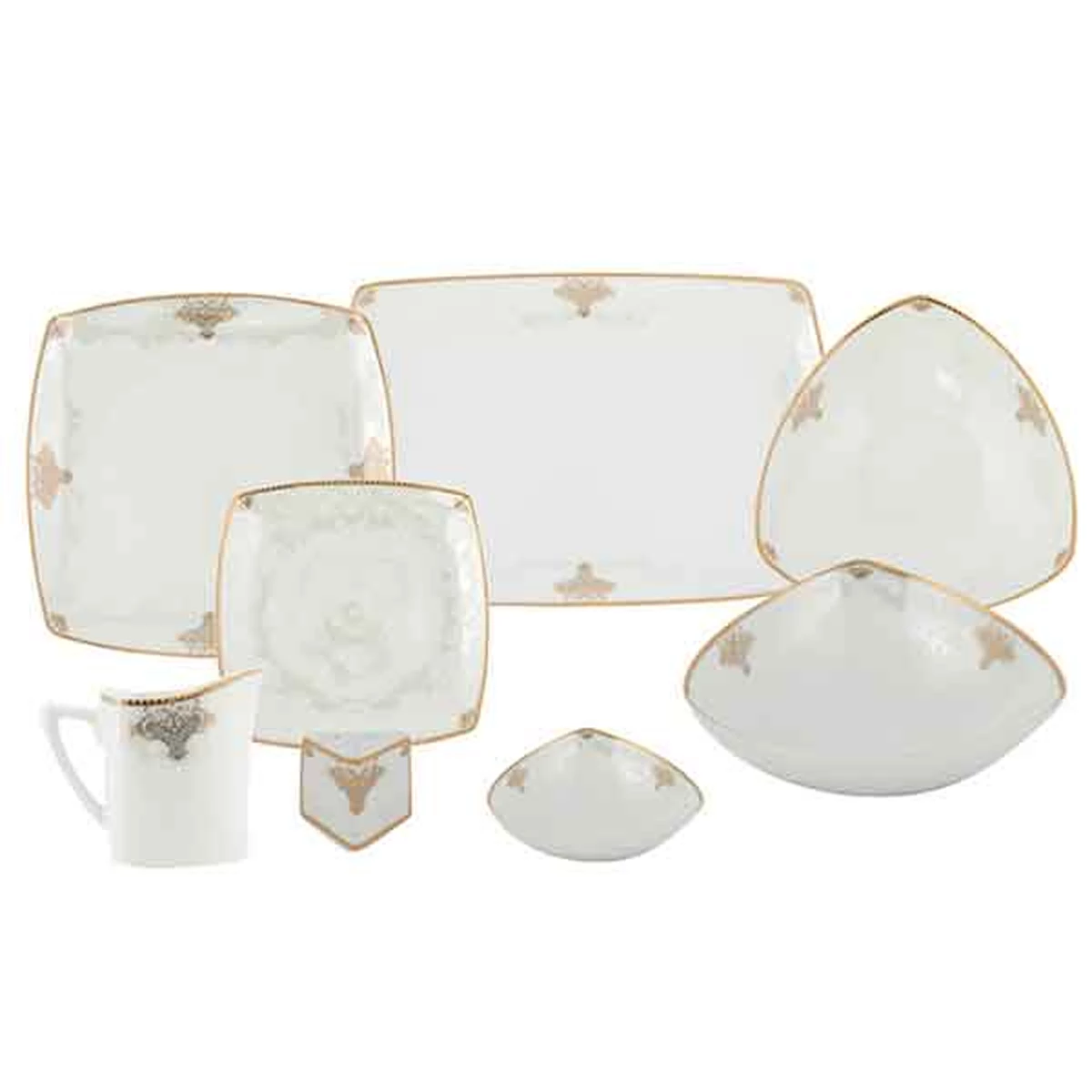 سرویس غذاخوری 30 پارچه 6 نفر چینی پردیس مدل پاریس برلیان-طلایی