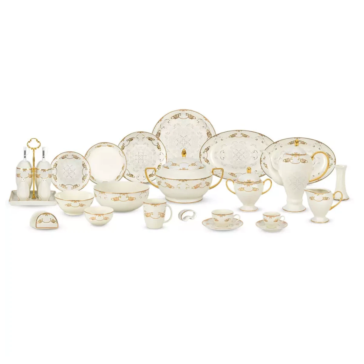 سرویس غذاخوری نیوبن 144 پارچه چینی پردیس مدل ویلیام 4058-طلایی