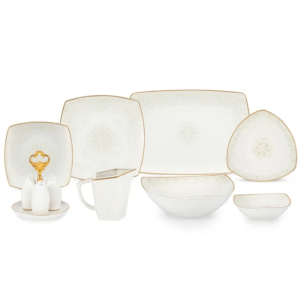 سرویس غذاخوری نیوبن 36 پارچه چینی پردیس مدل سیاتل آگرین-طلایی