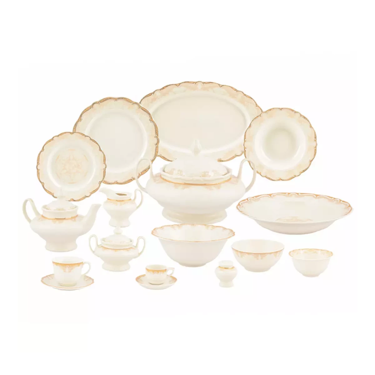 سرویس غذاخوری نیوبن 98 پارچه چینی پردیس مدل همیلتون مارتا-رز گلد