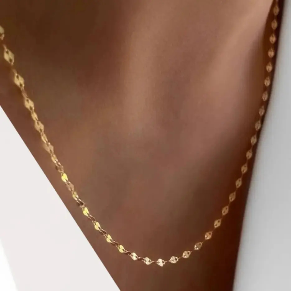 زنجیر طلا 18 عیار زنانه طرح پولکی محکم نمادار سایز 45 کد 224
