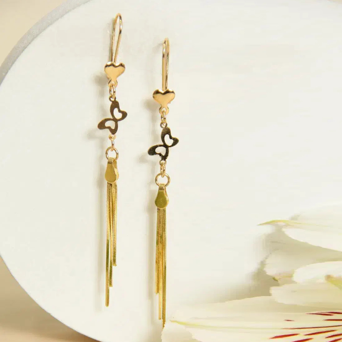 گوشواره طلا 18 عیار زنانه آویز دار هرینگبون پروانه کد 591 گوشواره طلا 18 عیار زنانه آویز دار هرینگبون پروانه کد 591