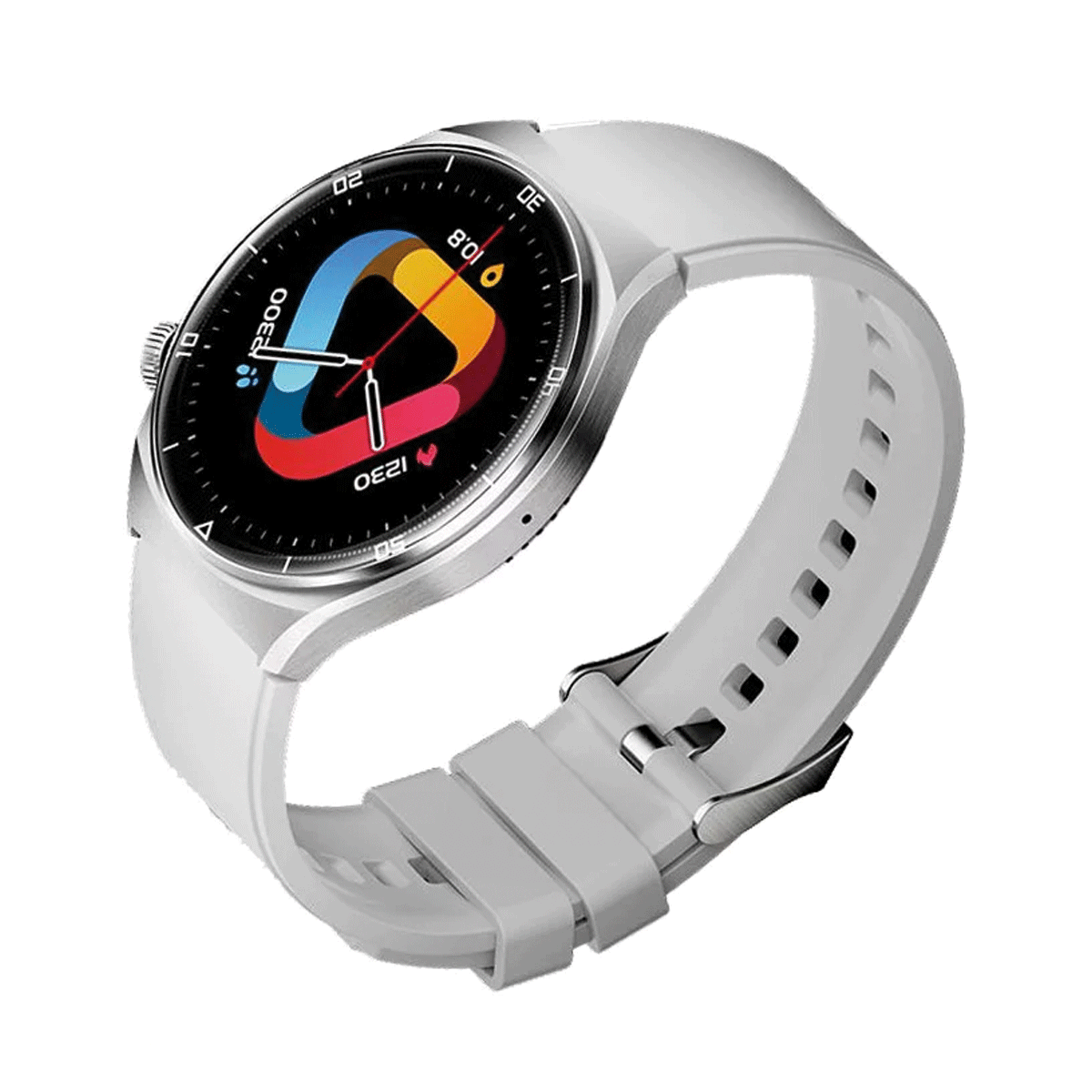 ساعت هوشمند کیو سی وای مدل GT2-بدنه نقره ای بند سفید