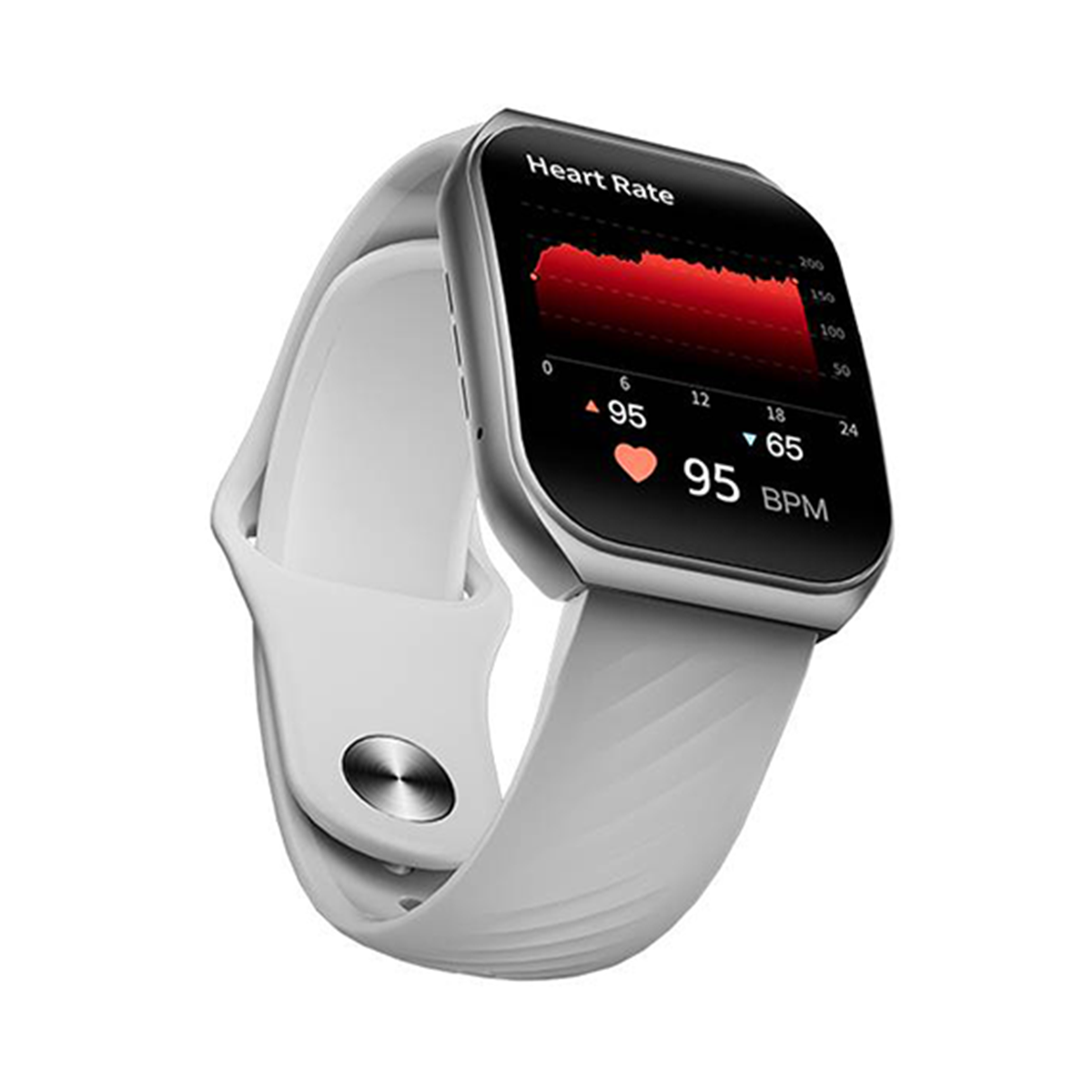 ساعت هوشمند کیو سی وای مدل GS2-بدنه نقره ای بند سفید