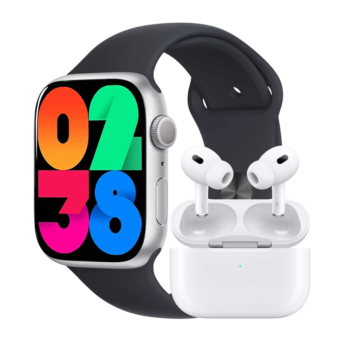 ساعت هوشمند ورنا مدل W45 Max به همراه ایرپاد پرو-بدنه مشکی بند مشکی