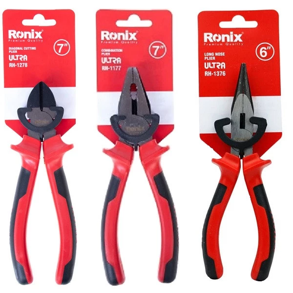 انبردست رونیکس مدل ER3 به همراه سیم چین و دم باریک-چند رنگ 