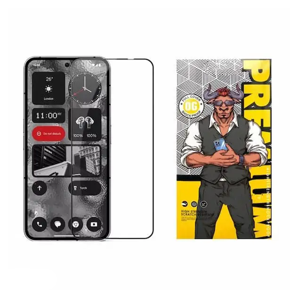 گلس گوشی ناتینگ Phone 1 اوجی مدل شیشه ای فول چسب 9H