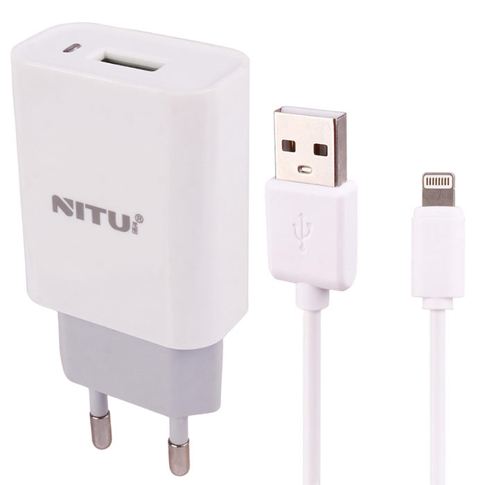 شارژر دیواری نیتو 12 وات مدل TC066 به همراه کابل لایتنینگ-سفید