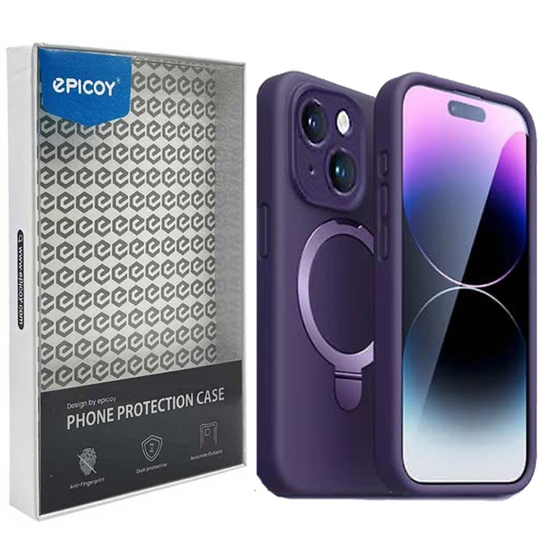 کاور گوشی اپل iPhone 15 اپیکوی مدل Xundd Liquid Silicone Magnetic Holder-سرمه‌ای