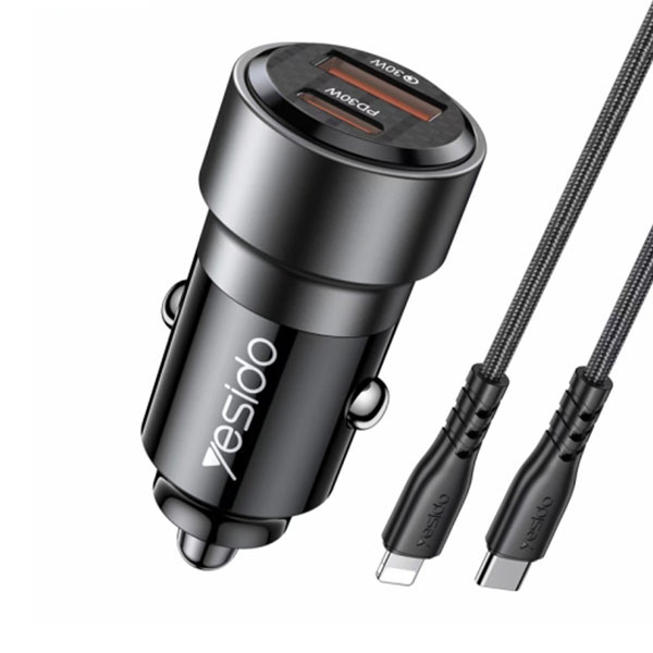 شارژر فندکی 60 وات یسیدو مدل Y54 به همراه کابل تبدیل لایتنینگ