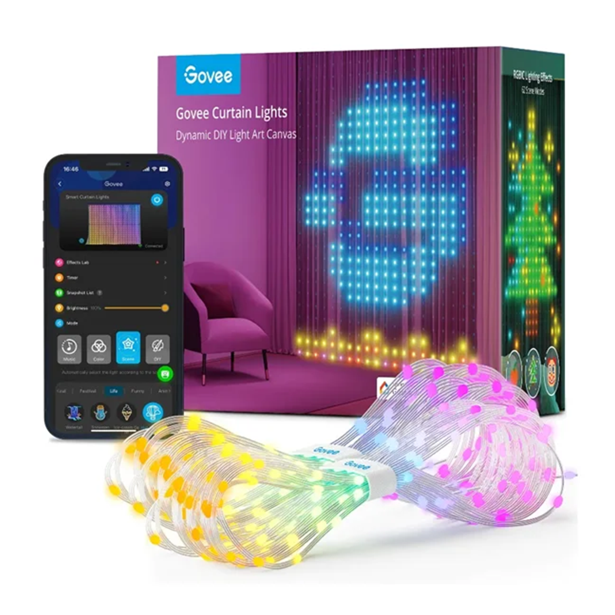 ریسه هوشمند پرده‌ گووی مدل Curtain Lights H70B1-سفید