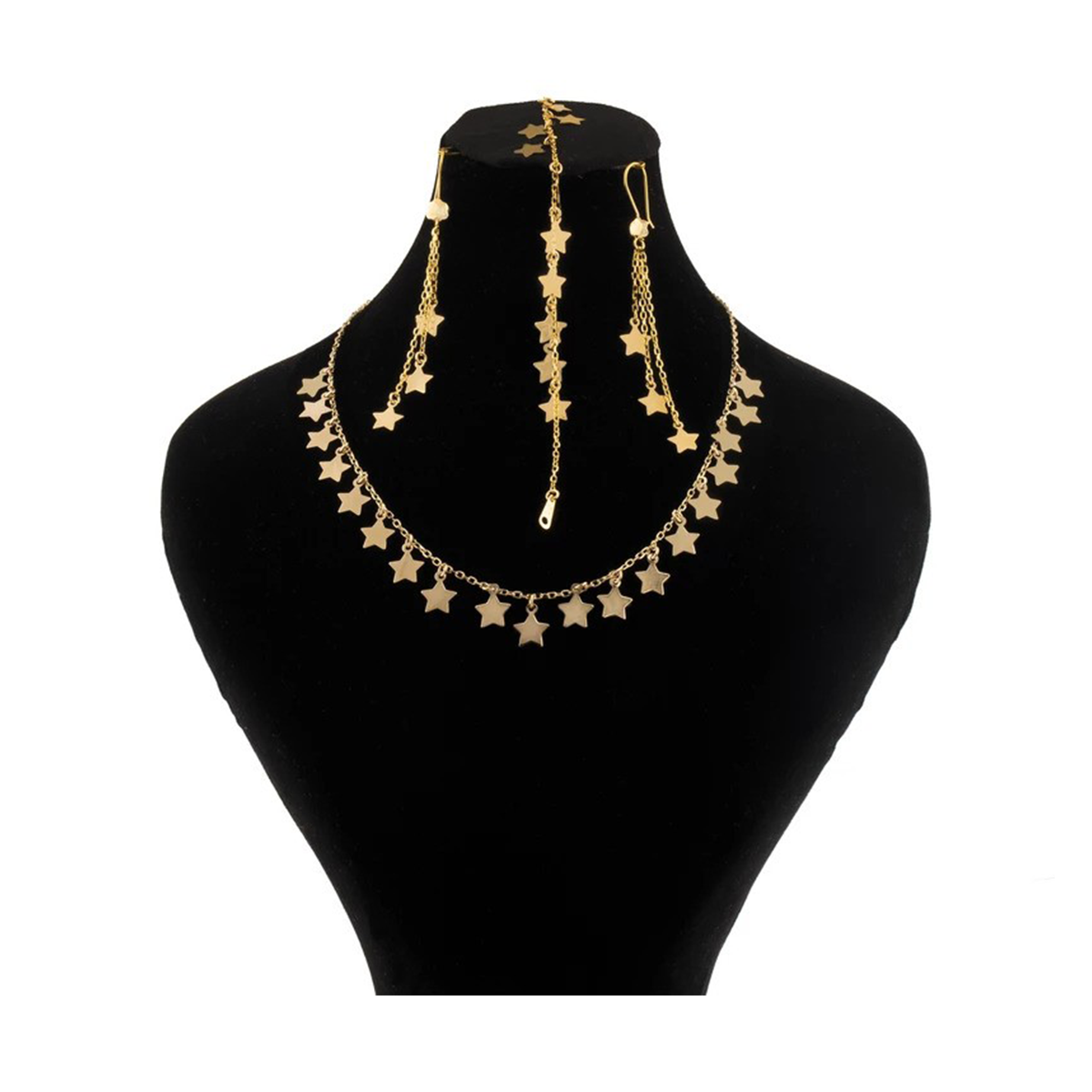 سرویس طلای 18 عیار زنانه قو طلایی مدل ستاره آبشاری کد S002616-10.10