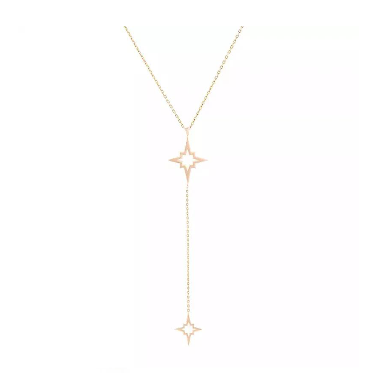 گردنبند طلا زنانه طرح دو ستاره شش پر قو طلایی کد N002980-1.50 گردنبند طلا زنانه طرح دو ستاره شش پر قو طلایی کد N002980-1.50