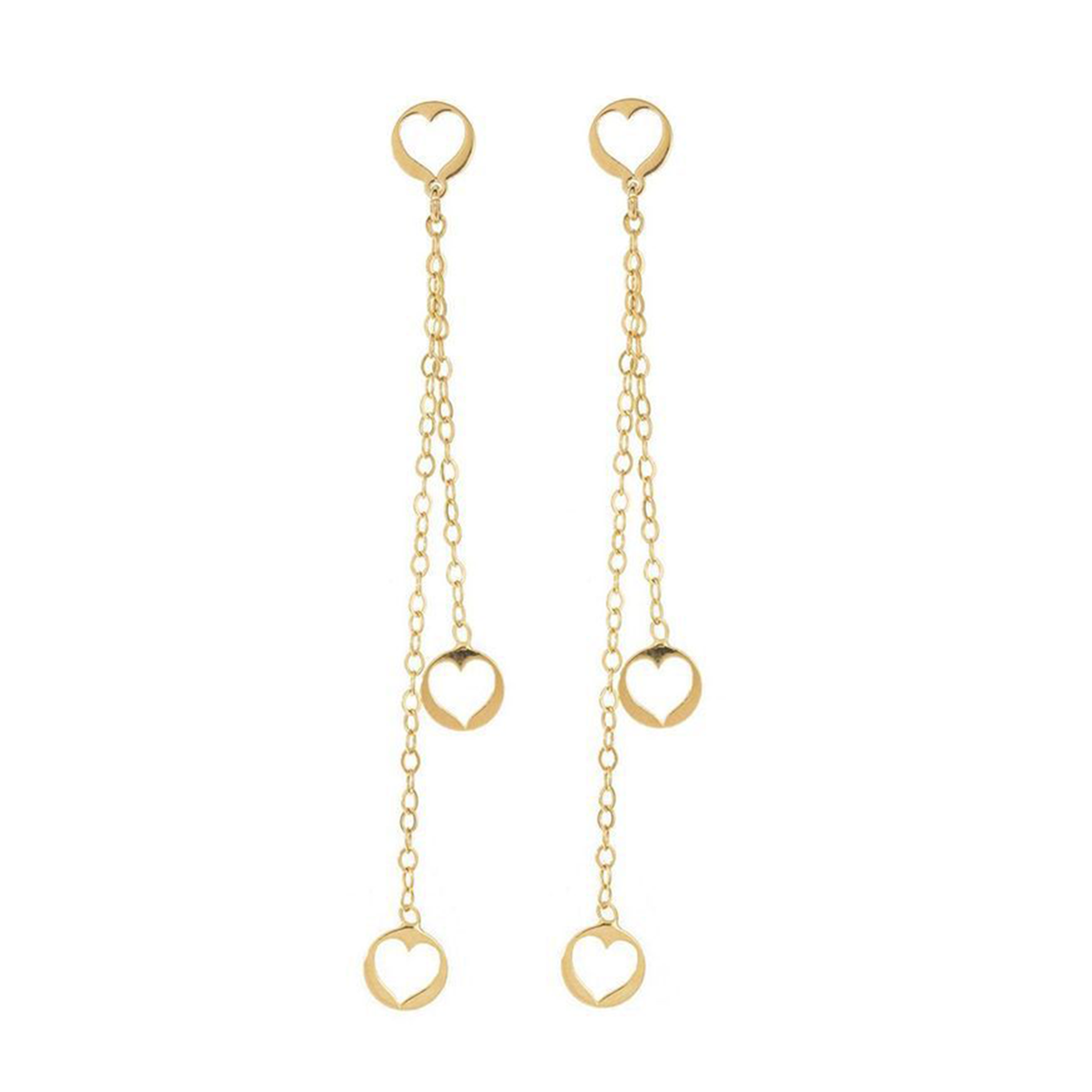 گوشواره طلا زنانه طرح  قلب با زنجیر دوتایی قو طلایی کد E035993-900