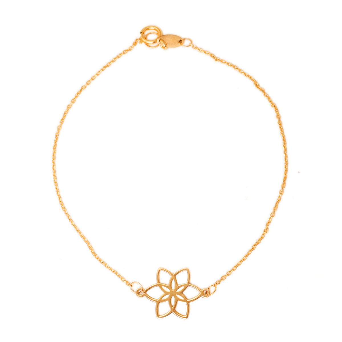 دستبند طلا زنانه طرح گل لوتوس قو طلایی کد B039827-0.75