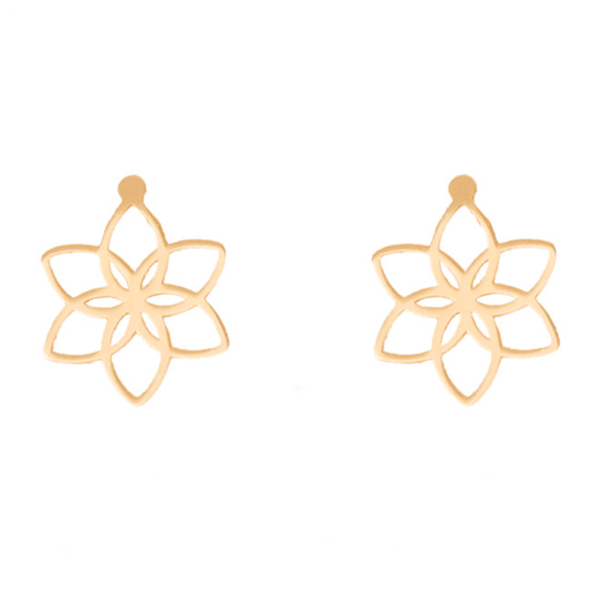 گوشواره طلا زنانه طرح گل لوتوس قو طلایی کد 025208-0.40