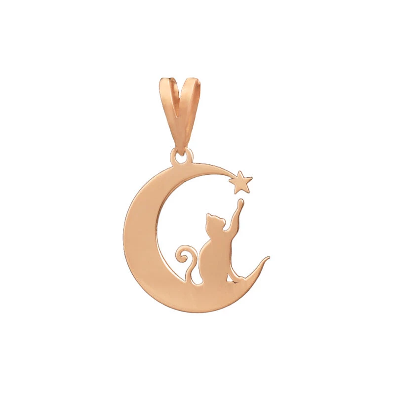 آویز طلا زنانه طرح گربه بلند پرواز قو طلایی-0.35