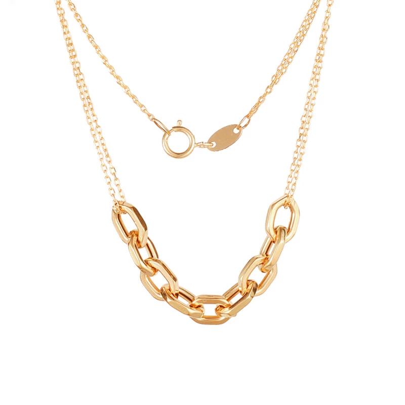 گردنبند طلا زنانه طرح ترکیبی قو طلایی مدل زنجیر فلامینگو و هرمس  -2.50