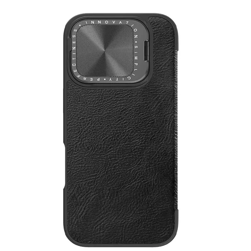 کیف کلاسوری گوشی اپل iPhone 16 Pro Max نیلکین مدل Qin Pro Leather-مشکی