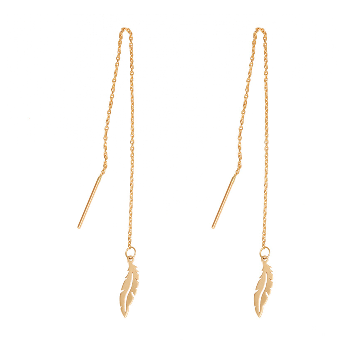 گوشواره طلا زنانه طرح طرح پر قو قو طلایی کد 002361-0.70