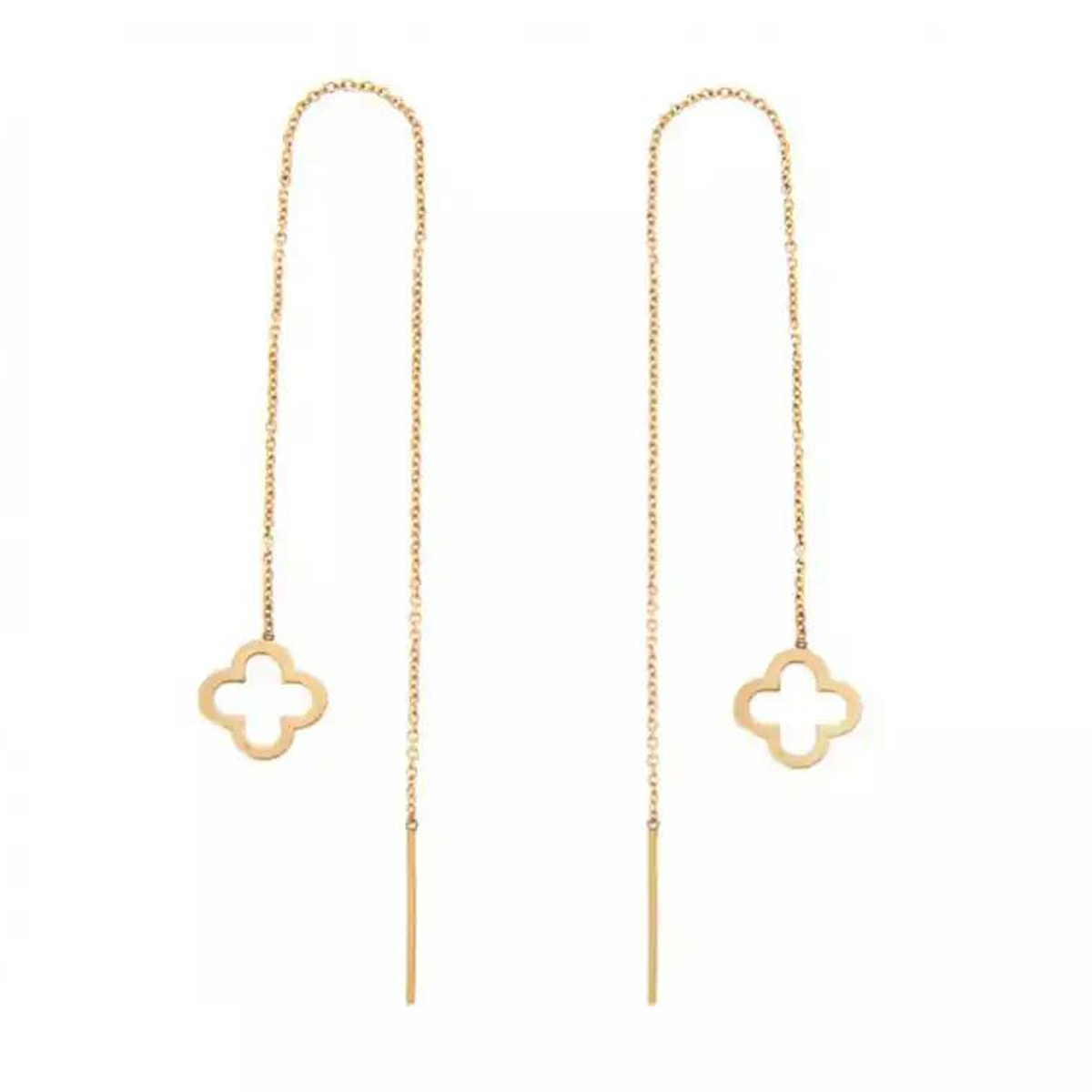 گوشواره طلا زنانه طرح ونکلیف خالی قو طلایی کد E051529-0.70