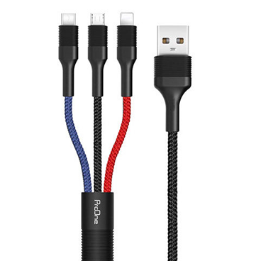 کابل تبدیل USB به USB-C / microUSB / لایتنینگ پرووان مدل PCC280 طول 1 متر-مشکی
