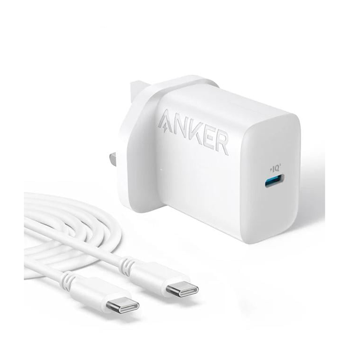 شارژر دیواری انکر 20 وات سه پین مدل B2347 UK به همراه کابل دو سر تایپ سی شارژر دیواری انکر 20 وات سه پین مدل B2347 UK به همراه کابل دو سر تایپ سی