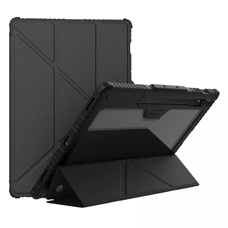 کیف کلاسوری نیلکین تبلت سامسونگ Galaxy Tab S10 Ultra-S9 Ultra مدل Bumper Pro Multi-angle folding style-مشکی مات کیف کلاسوری نیلکین تبلت سامسونگ Galaxy Tab S10 Ultra-S9 Ultra مدل Bumper Pro Multi-angle folding style-مشکی مات