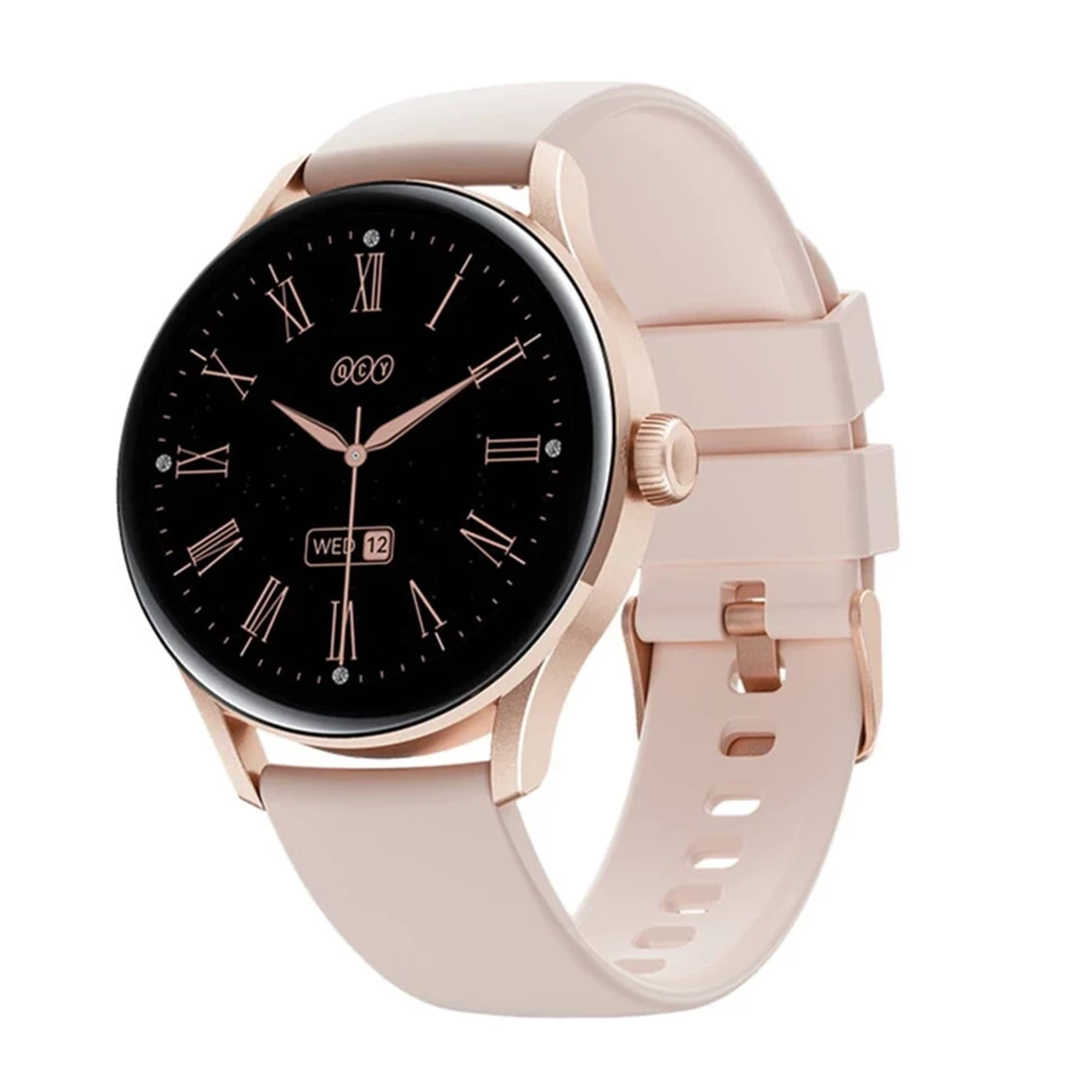 ساعت هوشمند کیو سی وای مدل Watch Elite-بدنه طلایی بند صورتی