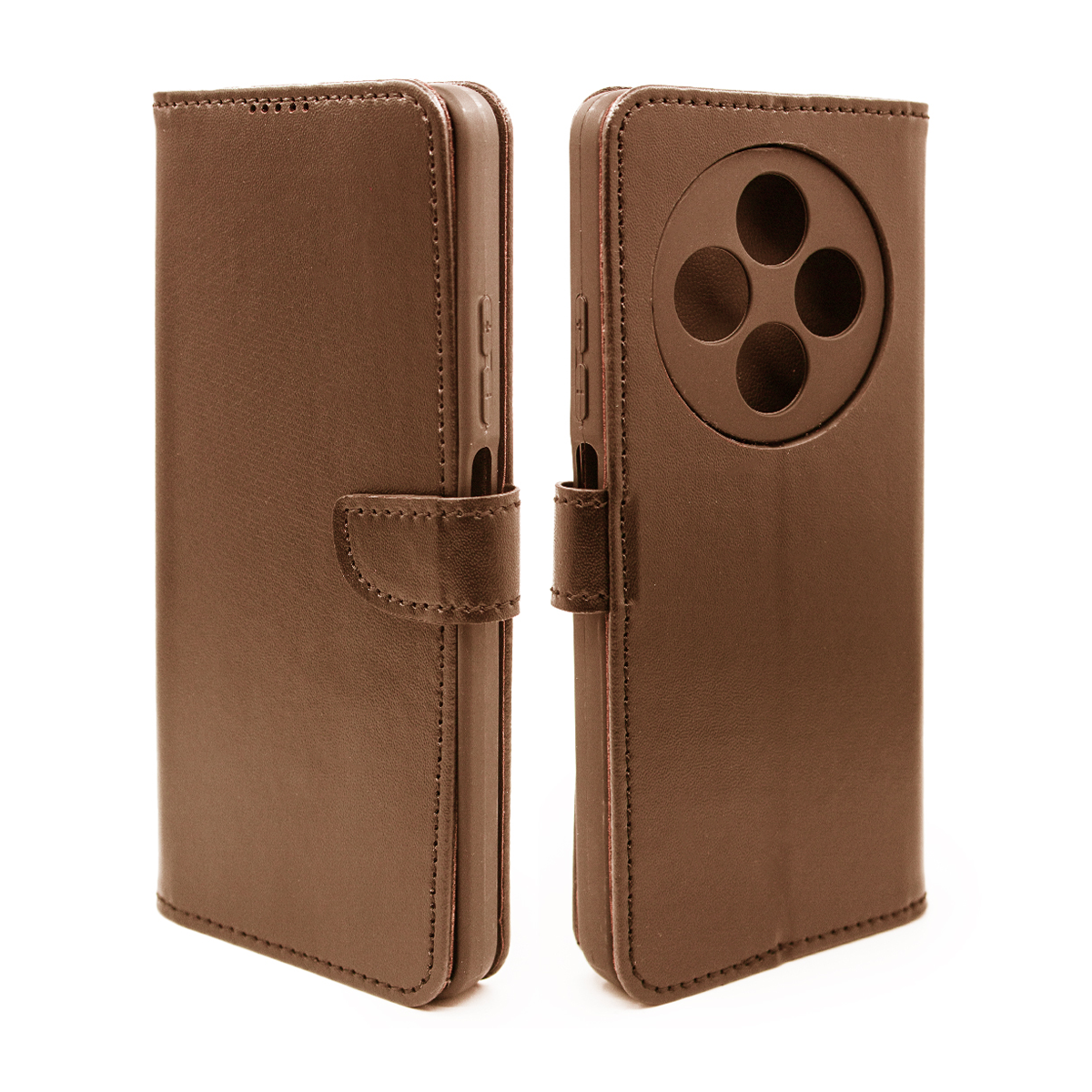 کیف کلاسوری گوشی شیائومی Redmi 14C مدل مگنتی جاکارتی محافظ لنزدار-قهوه ای