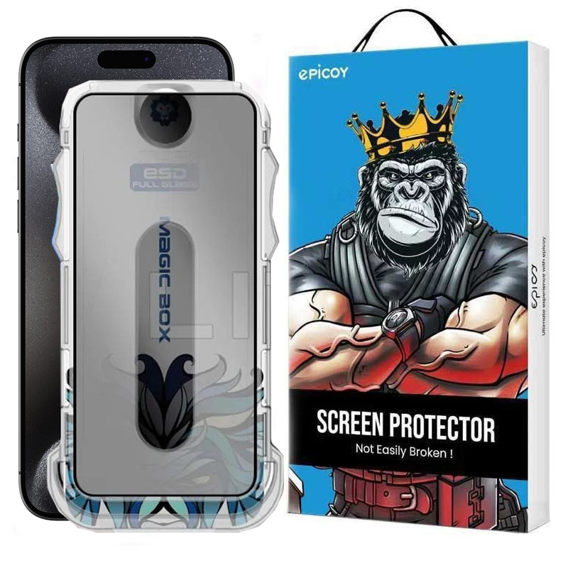 محافظ صفحه نمایش حریم شخصی اپیکوی مدل Lion Privacy Easy Install مناسب برای گوشی موبایل اپل iPhone 15 Pro  به همراه کیت نصب