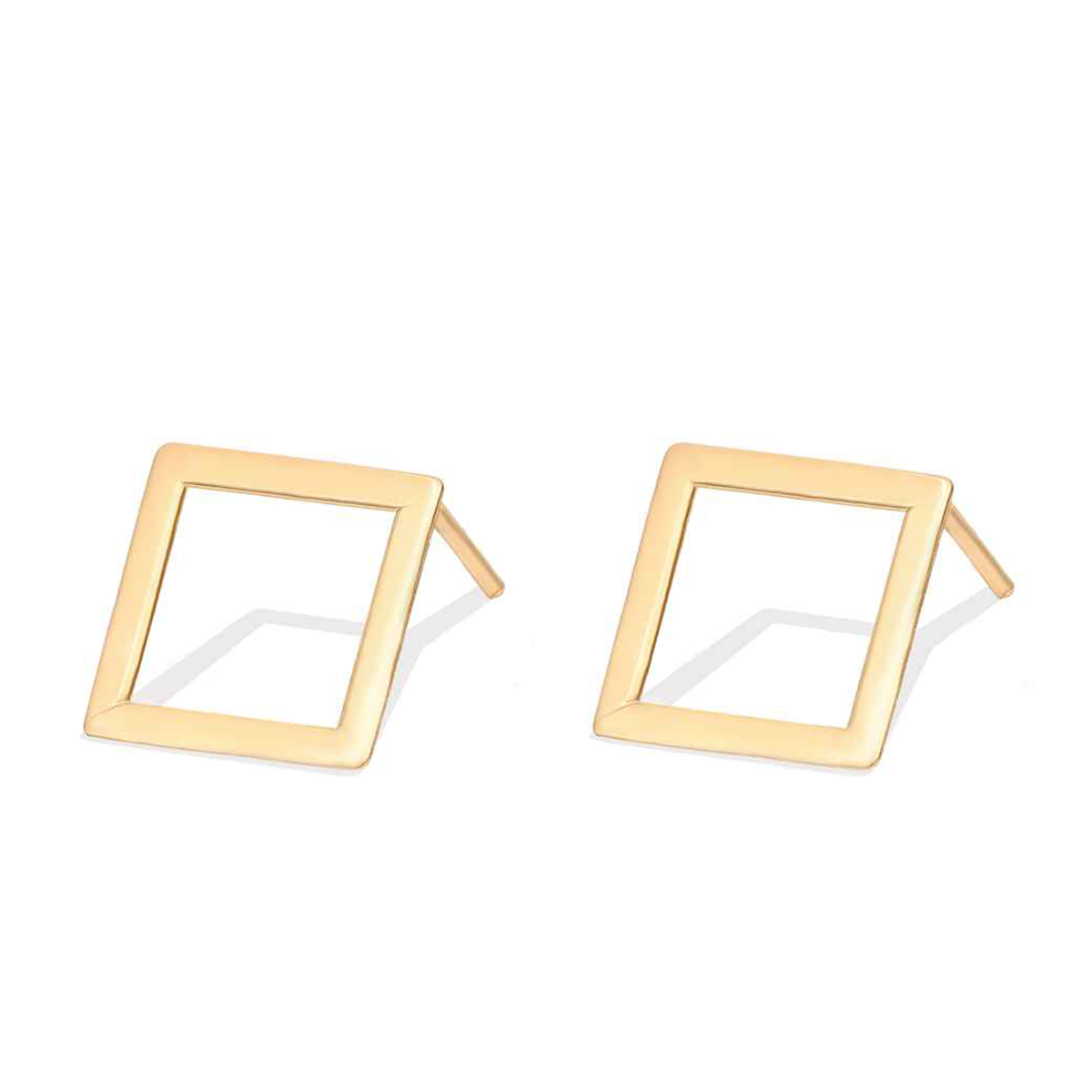 گوشواره طلا زنانه طرح مربع خالی قو طلایی کد E049597-0.60