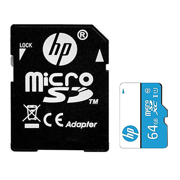 کارت حافظه‌ microSDXC اچ پی کلاس 10 استاندارد UHS-I U1 سرعت 100MBps ظرفیت 64 گیگابایت به همراه آداپتور SD