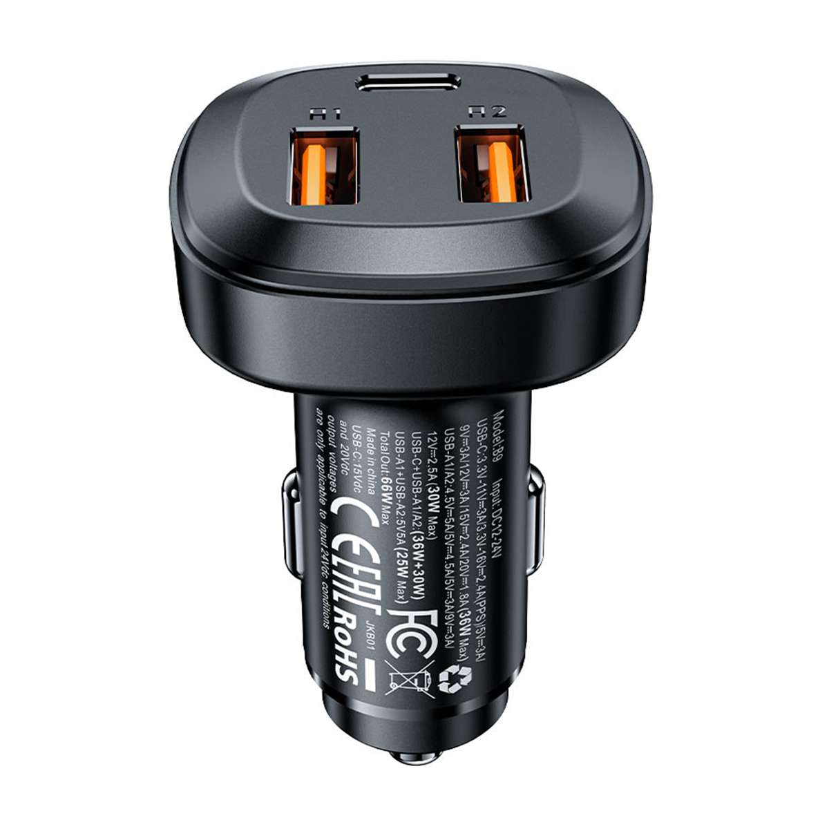  شارژر فندکی ایس فست مدل B9 66W -مشکی