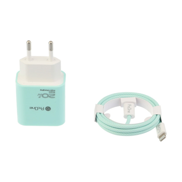  شارژر دیواری پرووان مدل PWC540 توان 20 وات به همراه کابل تایپ سی به لایتنینگ-سبز