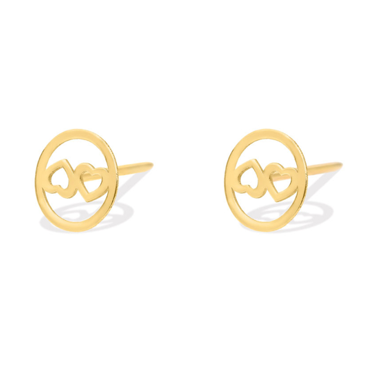 گوشواره طلا زنانه طرح قلب دوبل در دایره قو طلایی کد E035171-0.35